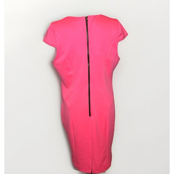 Venus Dress Women’s XL Hot Pink Bright Colorful Body Con Short Sleeve Cutout Zip - Picture 2 of 9
